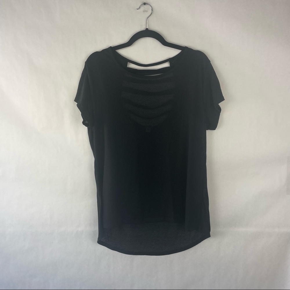 Black Mesh Top w/ Strappy Back Size L